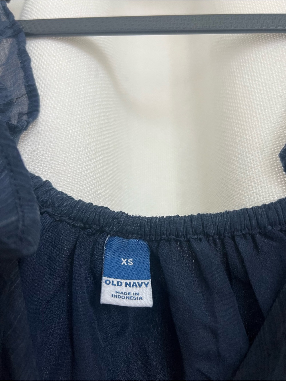 Old Navy Navy Ruffle-Shoulder Drawstring Mini Dress - Picture 2 of 2